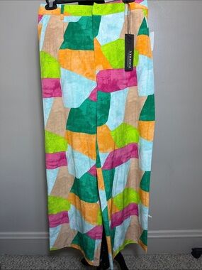 Versona Vibrant Geo-Print Wide Leg Pants - Multicolor Sz 8 NWT